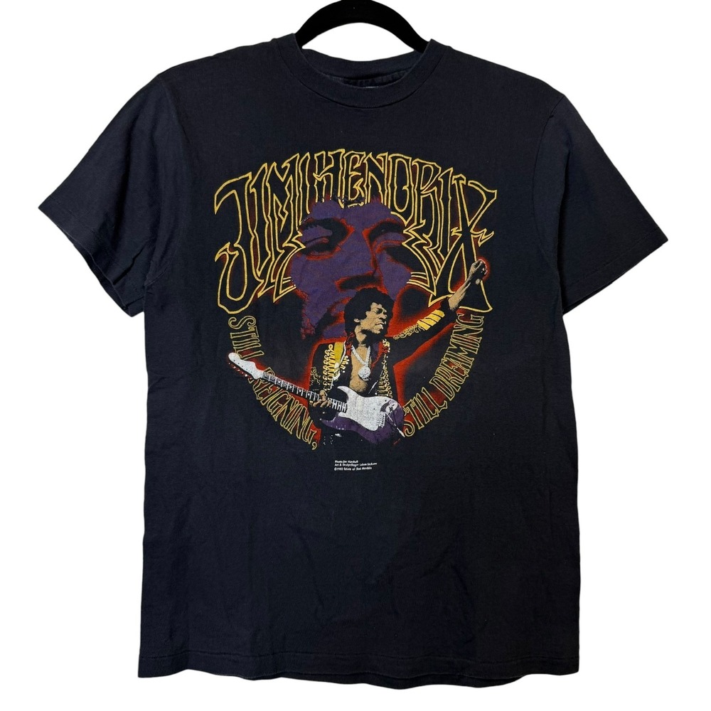 Vintage 80s Black Jimi Hendrix Rock Music Japan Single Stitch Shirt M Tour